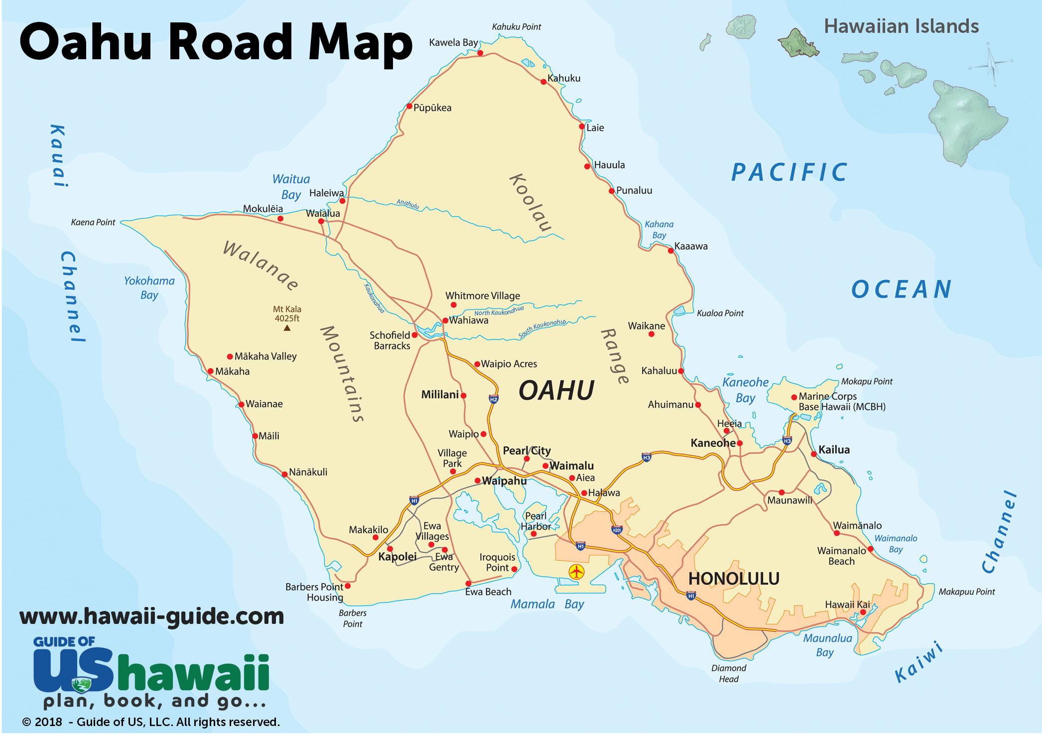 Printable Map Of Oahu Customize And Print   Oahu Road Map 